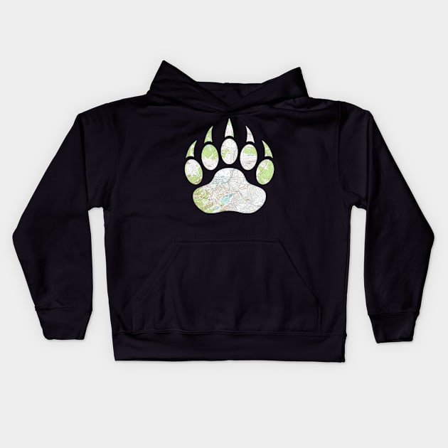 Glacier National Park Bear Paw Kids Hoodie by TripleTreeAdv